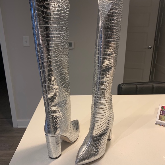 Paris Texas Silver Croc Embossed Boots 